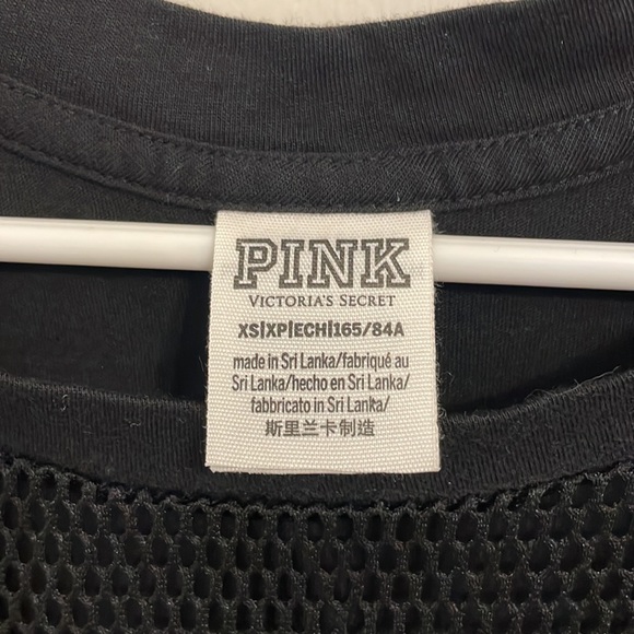 NWOT Victoria’s Secret PINK Muscle Tank Black "Red White & Lit" 100% cotton- XS - Picture 4 of 7